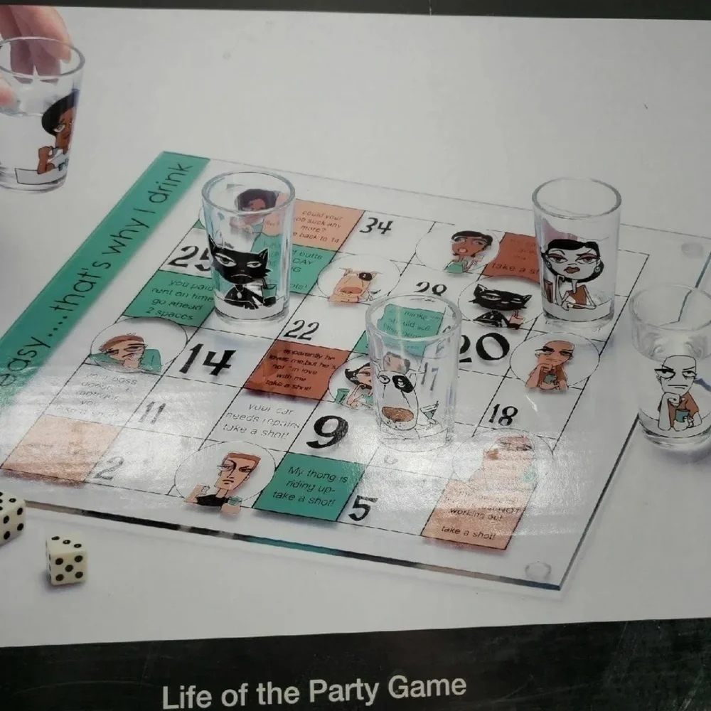 Life of a Party Game/Glace 2dice and 6 shot glasses